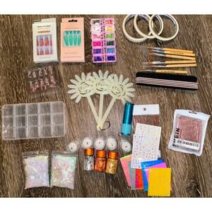 Huge Lot Nail Acrylic Design‎ Glitter Jewels Rhinestones Brushes Stickers Press